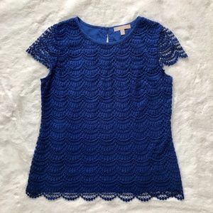 Banana Republic Lace cap sleeve top (Royal Blue)